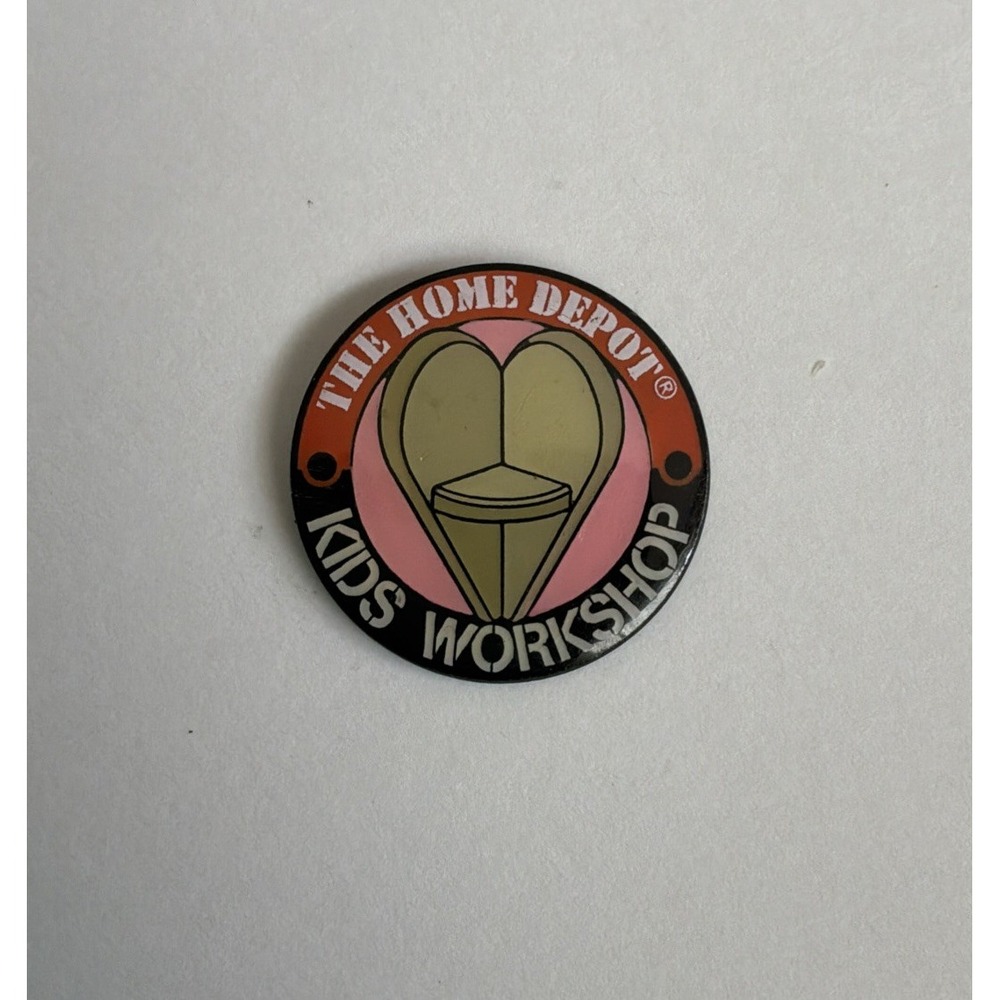 Home Depot Kids Workshop Lapel Pin Hat Pinback Brooch Orange Black